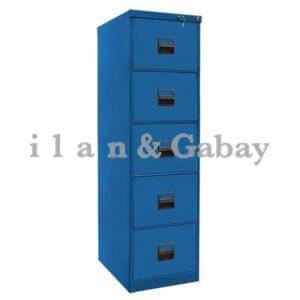 ארון ממתכת עם חמישה מגירות בצבע כחול
