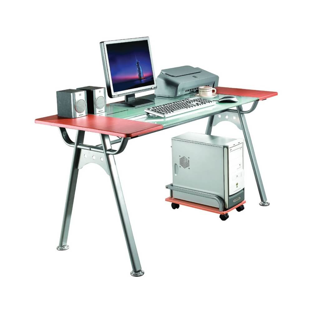 מטר-שולחן מחשב-רגלי מתכת, כולל עמדת כונן.