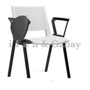 כסא סטודנט לבן עם ידיות